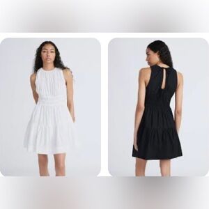 LIKE NEW 2 Free Assembly Black & White 100% Cotton Dresses (S 4-6) Twofer Twins!